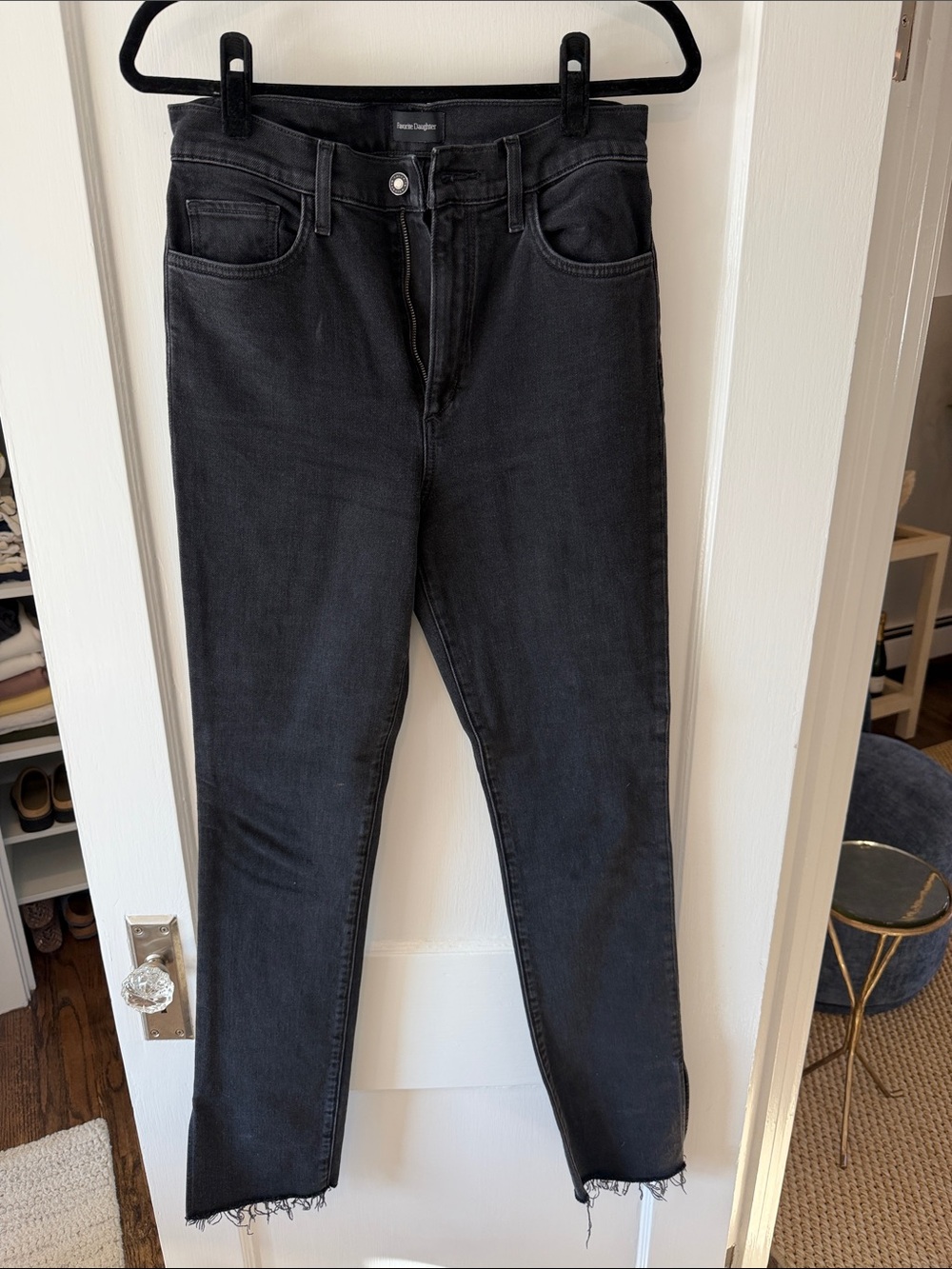 Favorite Daughter - The Valentina Black High-Rise Skinny Jeans with Raw Hem
